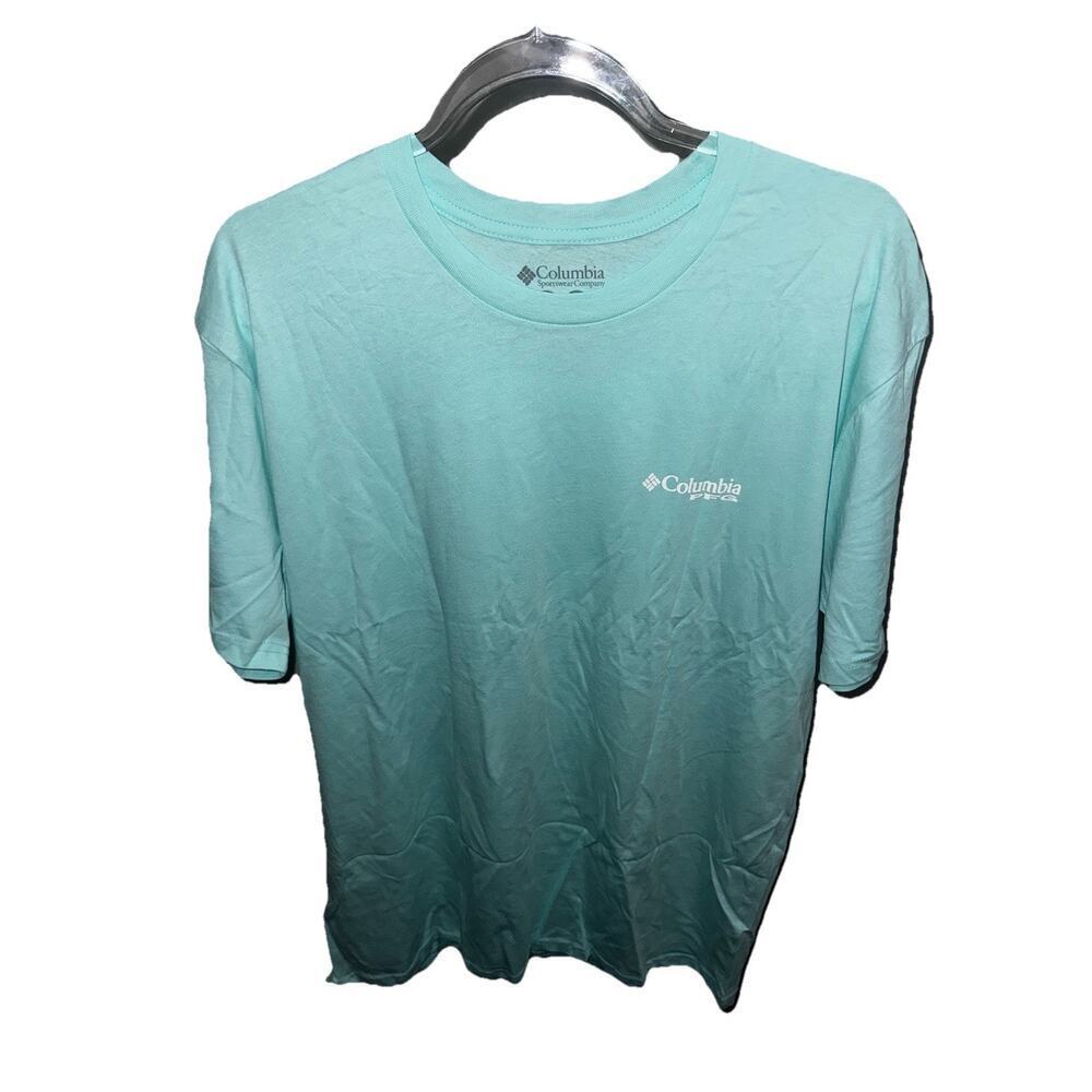 Columbia PFG Men's T-Shirt Aqua Blue Short Sleeve Size XL Outdoor Fishing Tee